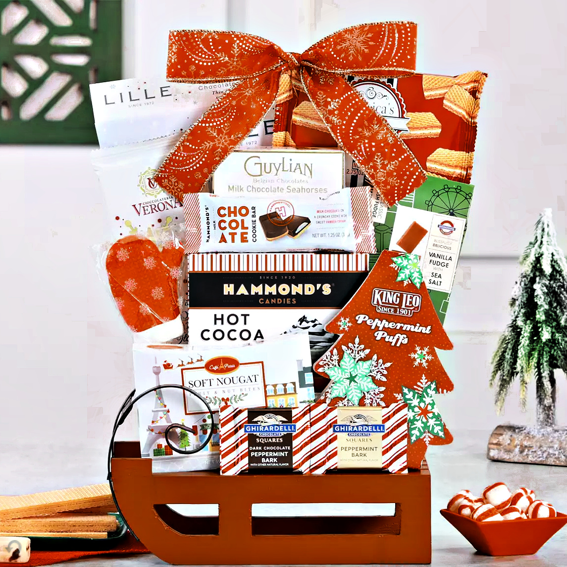 Christmas Ornament Chocolate Candy Gift Basket