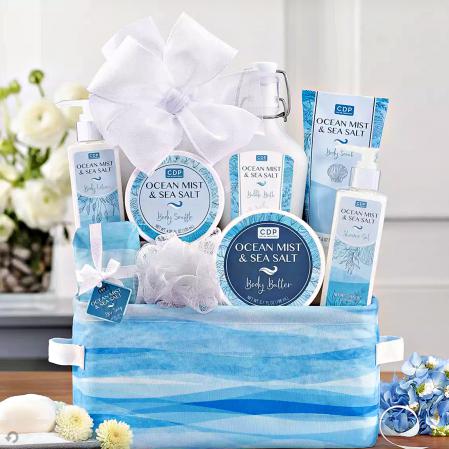 beach themed summer spa gift basket