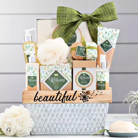 green tea pamper spa basket for women
