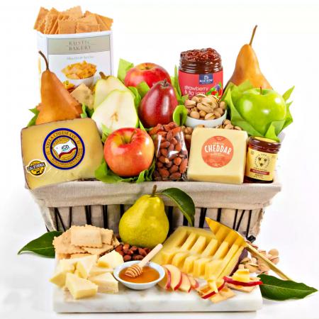 fruit, cheese, gift basket
