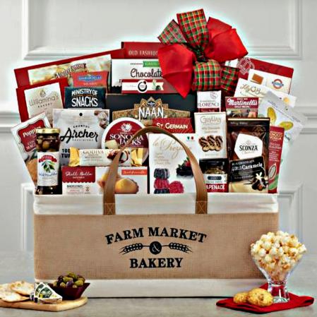 gift tote with gourmet foods