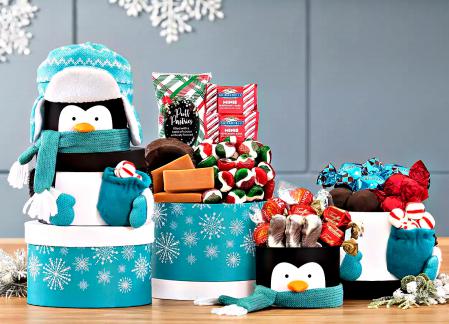 Large Holiday Penquin Gift Tower
