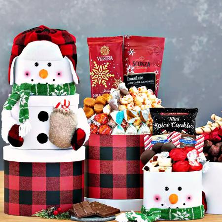 the snowman holiday gift tower