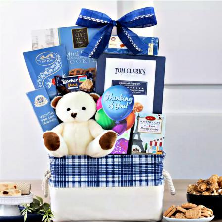 Gift basket thinking of you with teddy bear