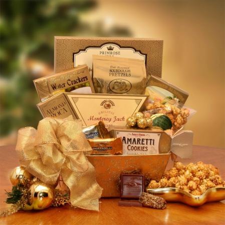 golden gourmet holiday gift basket-24